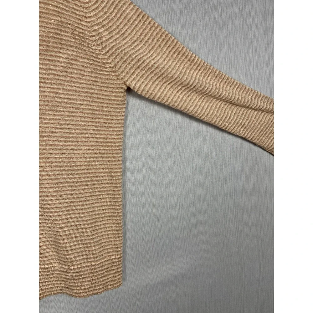 Womens‎ M Wool Blend Cardigan Metallic Stripe Ruffle Sweater